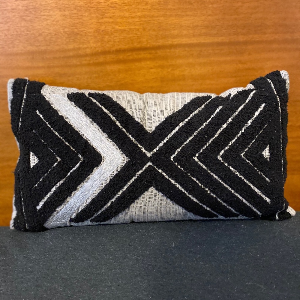Black, grey and silver lumbar pillow from West Elm